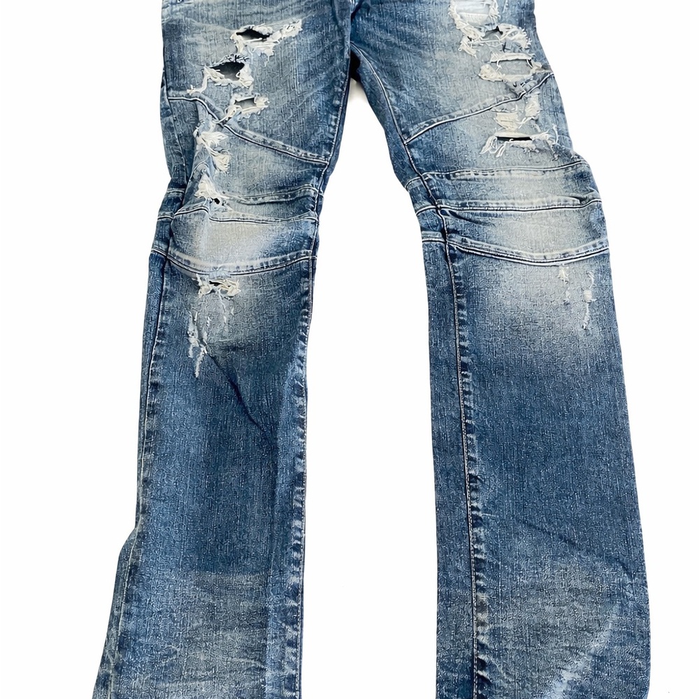 Pierre Balmain Vintage Distressed Ripped Slim Blue Denim Jeans Size Waist 32